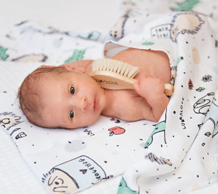 Set Perie Bebelusi (Light) + Mini Muselina Aricii Blu [1]