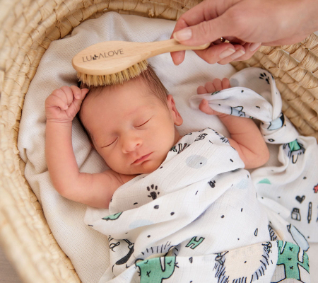 Set Perie Bebelusi (Medium) + Mini Muselina Aricii Blu [2]