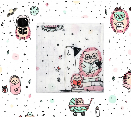 Set Perie Bebelusi (Medium) + Mini Muselina Aricii Pink [2]