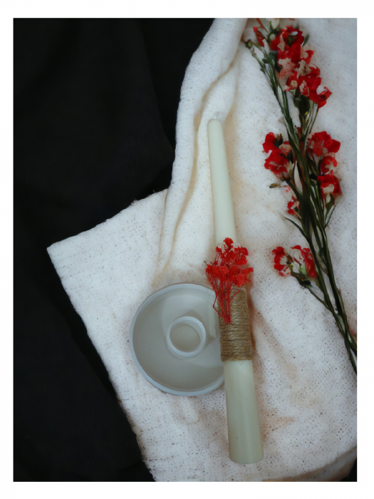 Set PAȘTE - Lumânare parfumată conică tip stâlp și suport ceramic pentru lumânare [5]