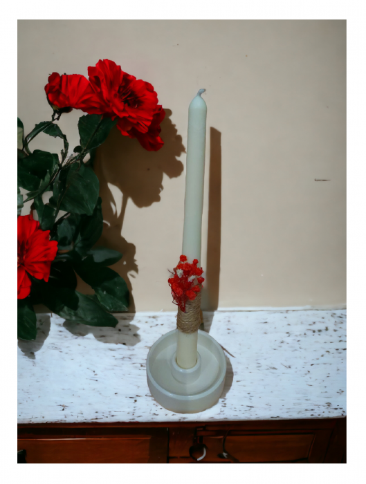 Set PAȘTE - Lumânare parfumată conică tip stâlp și suport ceramic pentru lumânare [8]
