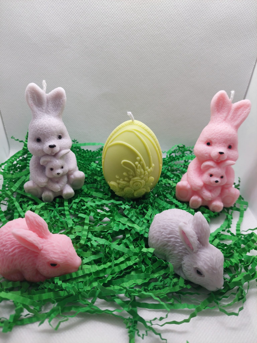 Lumânare decorativă în formă de iepuraș pentru Paște, "Little Bunny" [2]