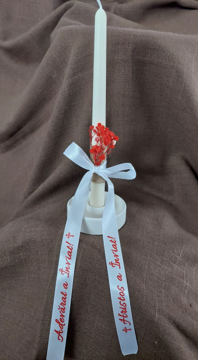 Set PAȘTE - Lumânare parfumată conică tip stâlp și suport ceramic pentru lumânare [2]