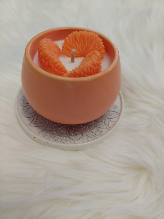Lumânare parfumată în vas ceramic "Portocale" [8]