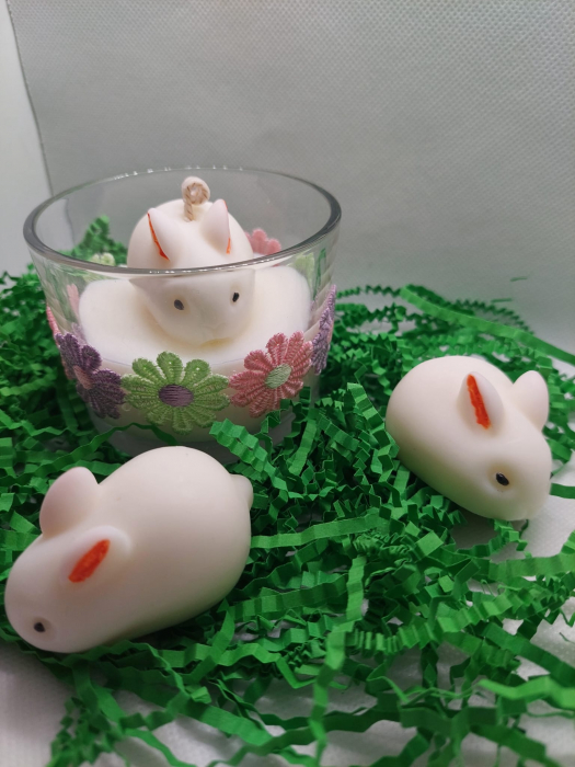 Lumânare parfumată Flori de Bumbac "Flower Bunny”- turnată în bol de sticlă [2]
