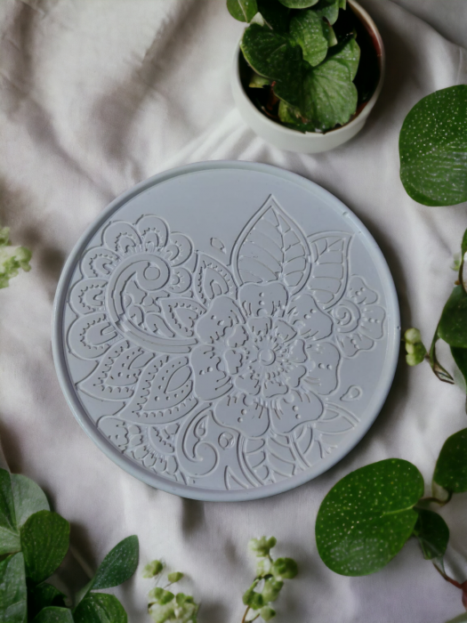 Tavă din ceramică, model Mandala Alba [2]