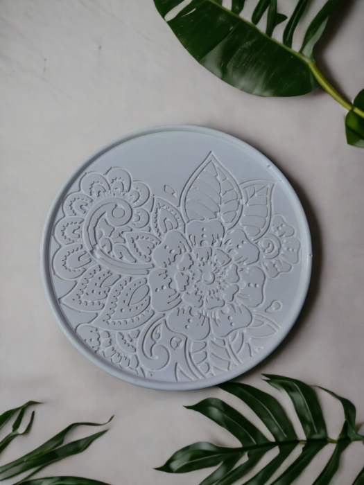 Tavă din ceramică, model Mandala Alba [3]