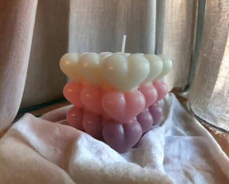 Lichidare STOC - Lumânare decorativă - Bubble Heart - tricolor
