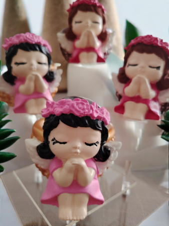 Lumânare parfumată "Angel", în vas ceramic, model FETIȚĂ ÎNGERAȘ ȘI COS ÎMPLETIT [8]