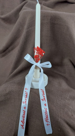 Set PAȘTE - Lumânare parfumată conică tip stâlp și suport ceramic pentru lumânare [1]