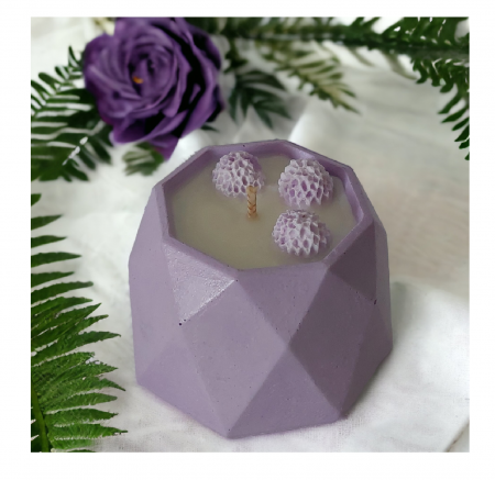Colecția "Ciment" - Lumânare parfumată "Clio", cu parfum de zambile