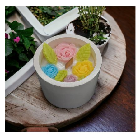 Colecții - Lumânări parfumate - Lumânare parfumată în vas ceramic, decorată cu Trandafiri