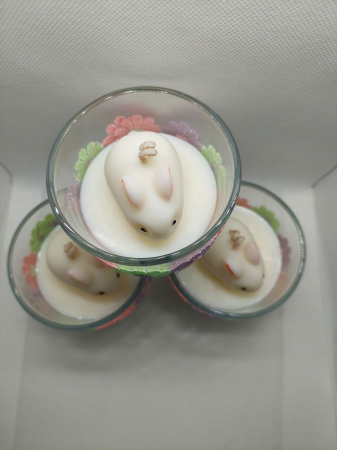 Lumânare parfumată Flori de Bumbac "Flower Bunny”- turnată în bol de sticlă [3]
