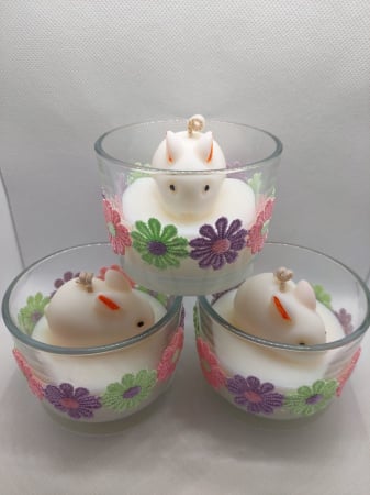 Lumânare parfumată Flori de Bumbac "Flower Bunny”- turnată în bol de sticlă [2]