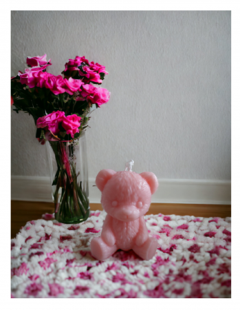 Lumânări decorative - Mărturie Botez - Lumânare parfumată Ursuleț Roz