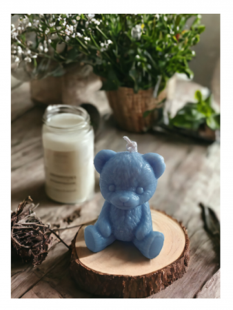 Lumânări decorative - Mărturie Botez - Lumânare parfumată Ursuleț Bleu