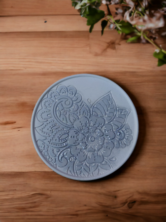 Tavă din ceramică, model Mandala Argintie [4]