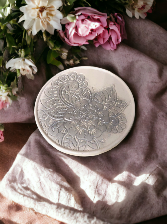 Tavă din ceramică, model Mandala Argintie [2]