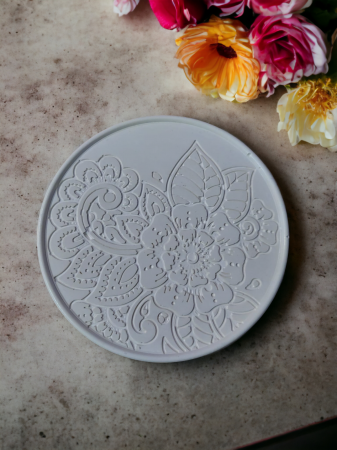 Accesorii și decorațiuni - Tavă din ceramică, model Mandala Alba