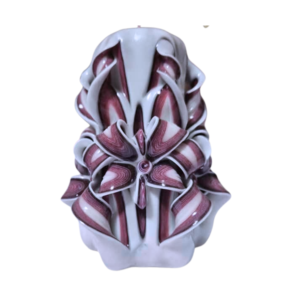 Lumanare sculptata FACET Minor, Finisaj Bordeaux Patine - Colectia DECO - PREMIUM [1]