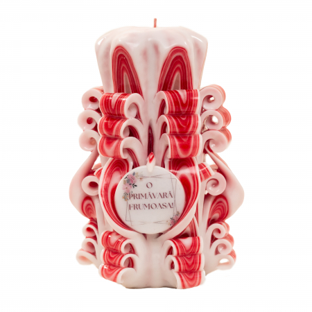 Colectia ECLAT DE MARS - Lumanare personalizata sculptata manual, Blush PREMIUM - 15 cm