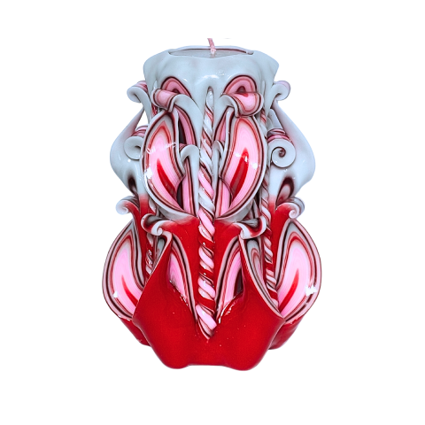 Colectia PRESTIGE - Lumanare sculptata ARCADIA Major, Finisaj Vermillion Luxe - Colectia PRESTIGE - PREMIUM