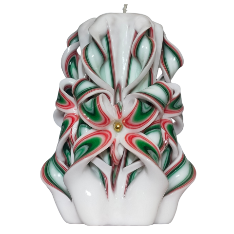 Lumanare sculptata FACET Major, Finisaj Tartan Rubin - Colectia DECO - PREMIUM [1]