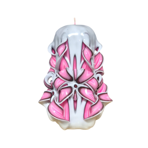 MARTURII NUNTA/BOTEZ - Lumanare sculptata FACET Minor, Finisaj Blush Chic - Colectia DECO - PREMIUM