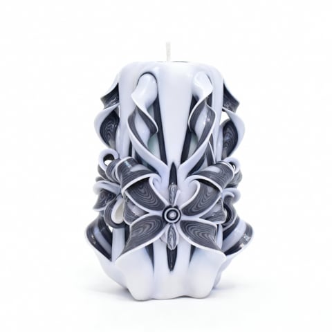 MARTURII NUNTA/BOTEZ - Lumanare sculptata FACET Minor, Finisaj Fumee Patinee - Colectia DECO - PREMIUM