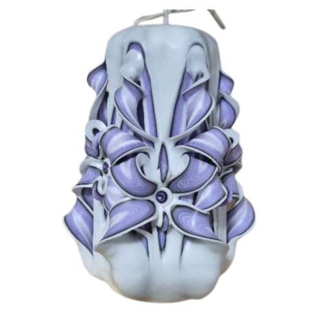 MARTURII NUNTA/BOTEZ - Lumanare sculptata FACET Minor, Finisaj Purple Elysee - Colectia DECO - PREMIUM