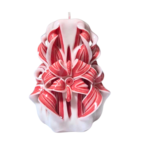 MARTURII NUNTA/BOTEZ - Lumanare sculptata FACET Minor, Finisaj Rubby Scarlette - Colectia DECO - PREMIUM