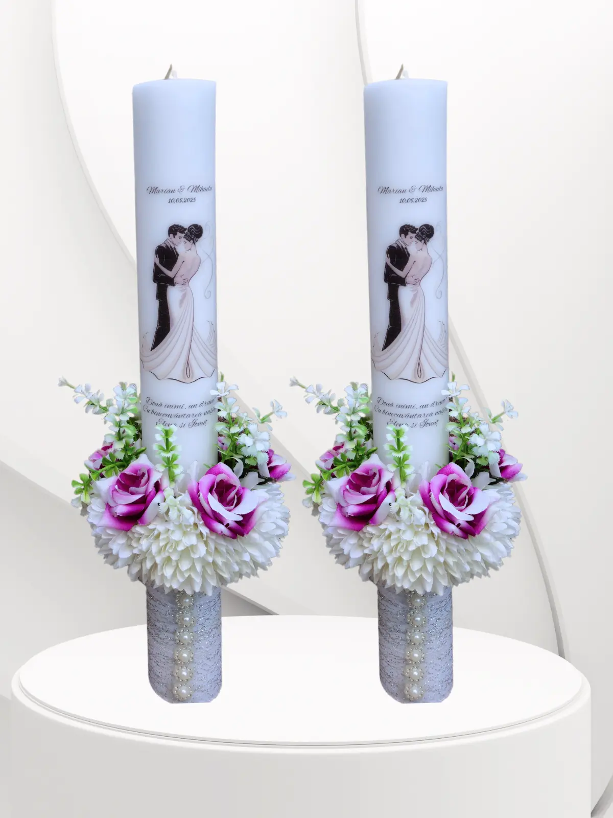 LUMANARI NUNTA - Lumânări Nuntă elegante lucrate manual DALIA