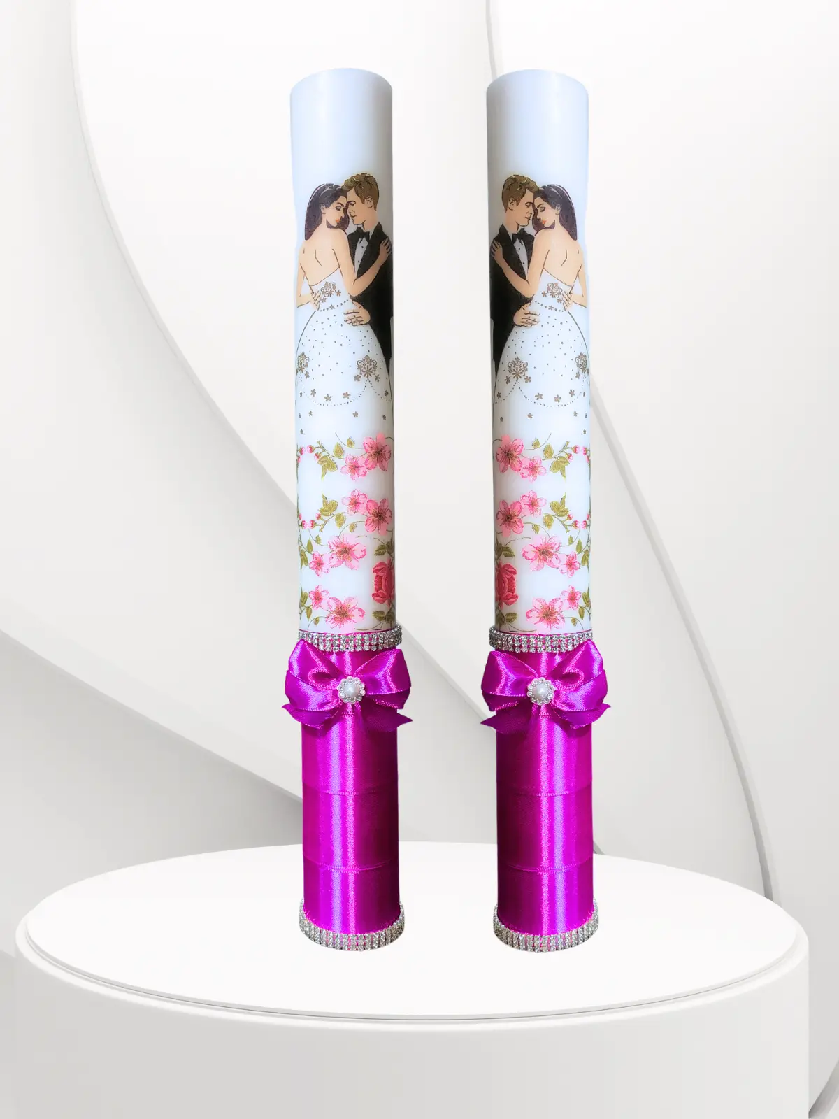 LUMANARI NUNTA ELEGANTE - Lumânări Nuntă elegante lucrate manual NYMARA