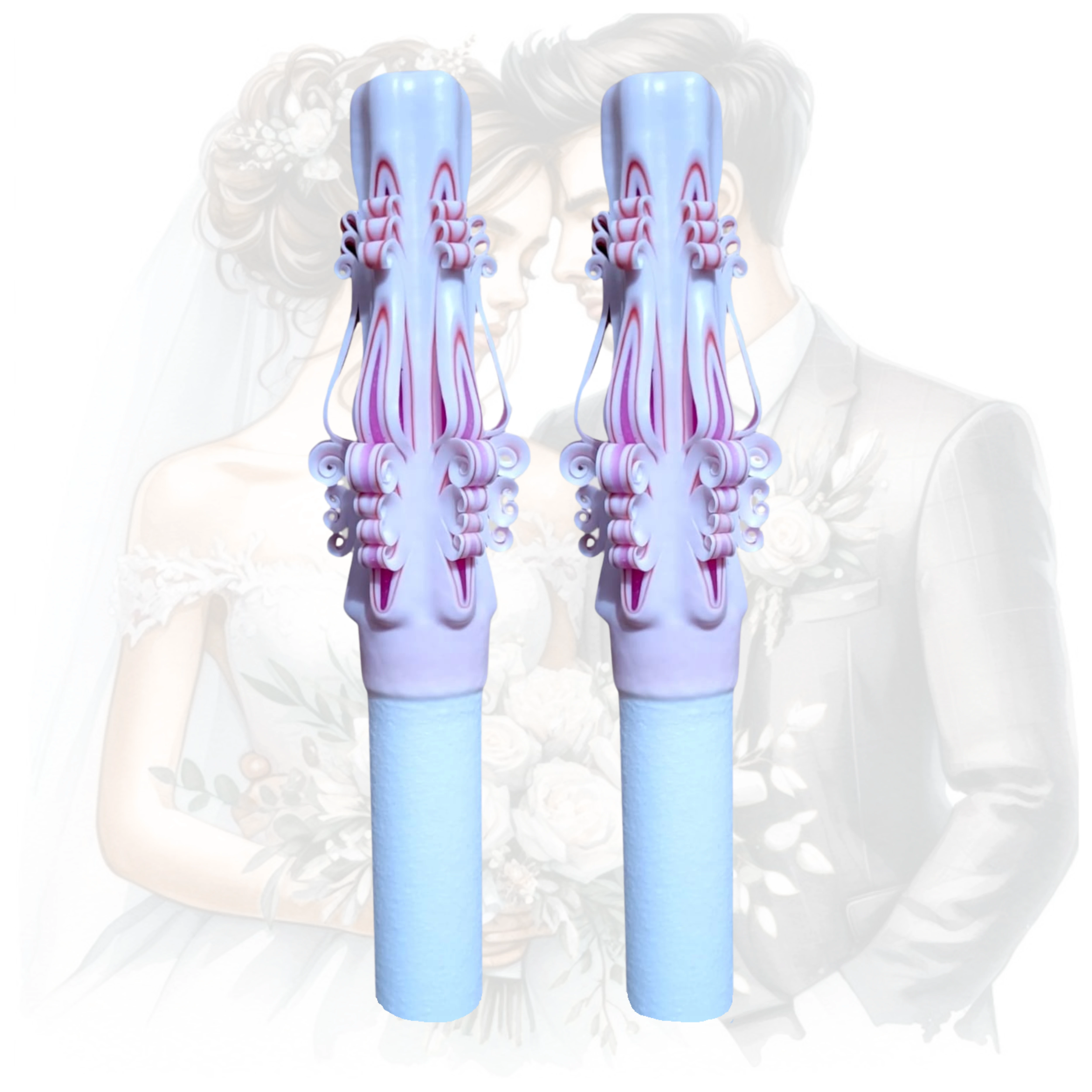 LUMANARI NUNTA SCULPTATE - Lumanari nunta lucrate manual - ELEGANCE