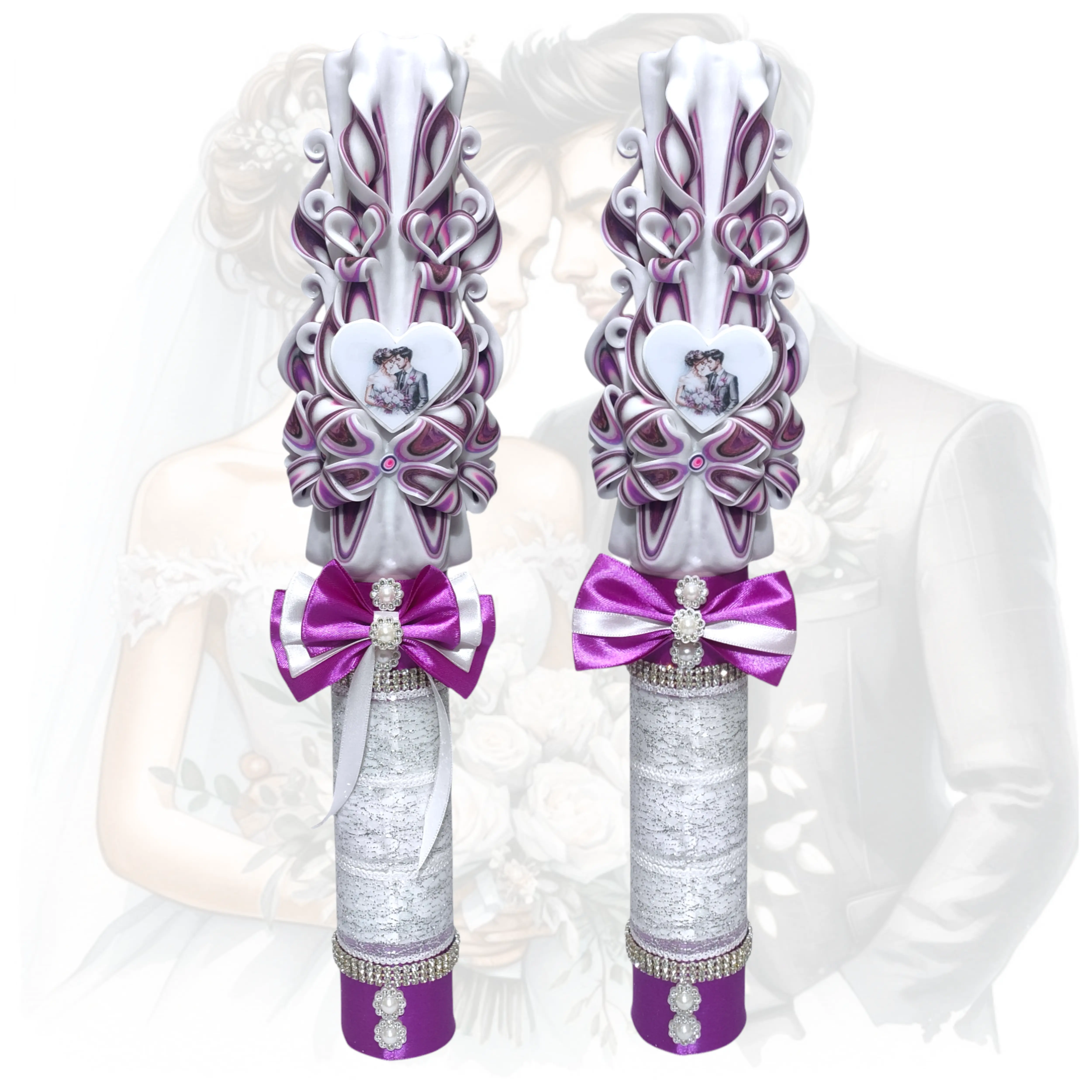 LUMANARI NUNTA SCULPTATE - Lumanari nunta personalizate lucrate manual - RAYA