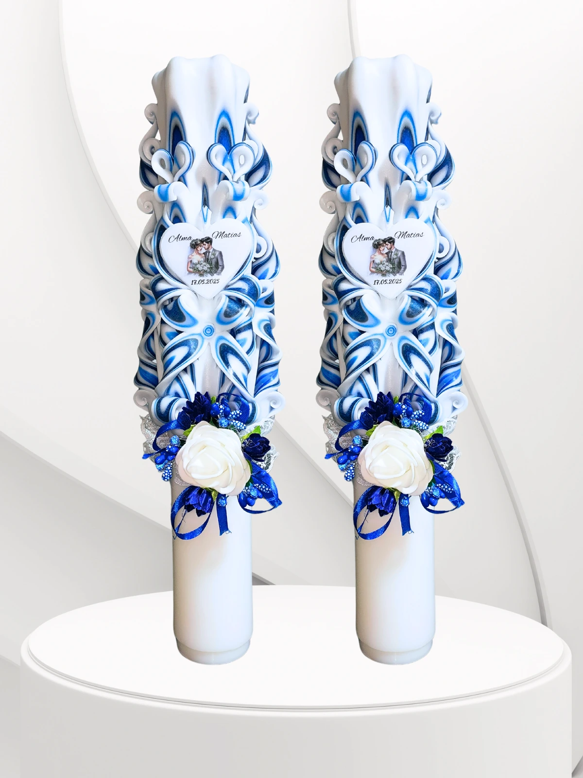 LUMANARI NUNTA SCULPTATE - Lumânări Nuntă personalizate lucrate manual TEYA