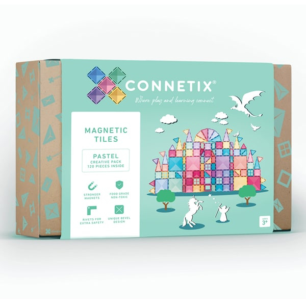 Magnetic Tiles Set constructie magnetic, 120 piese Pastel, creativitate [2]