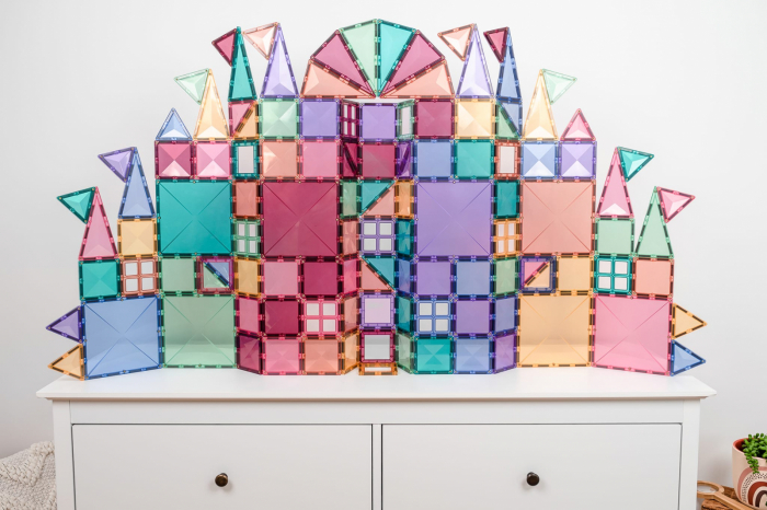 Magnetic Tiles Set constructie magnetic, 120 piese Pastel, creativitate [3]