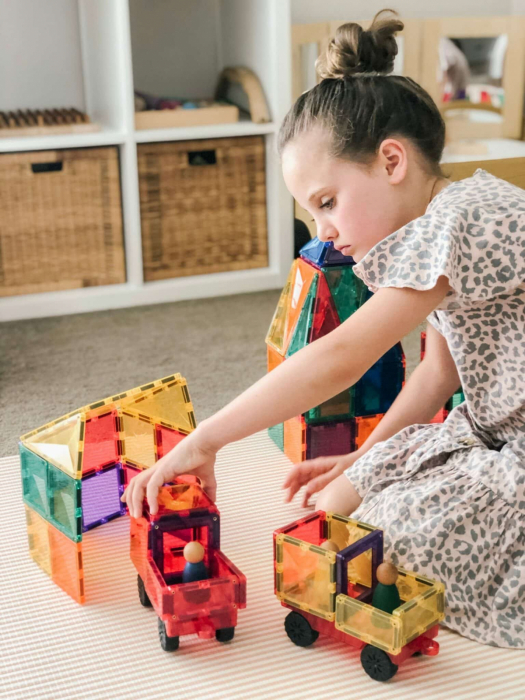 Magnetic Tiles Set constructie magnetic, 24 piese masinute [9]