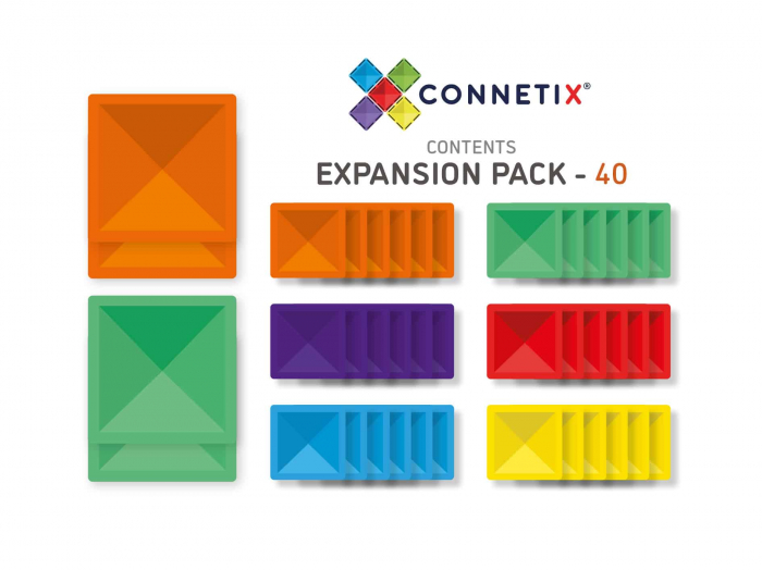 Magnetic Tiles Set constructie magnetic, 40 piese de baza, patrate [6]