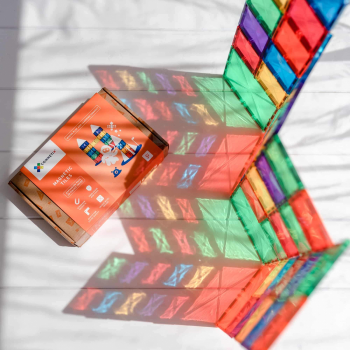Magnetic Tiles Set constructie magnetic, 40 piese de baza, patrate [3]