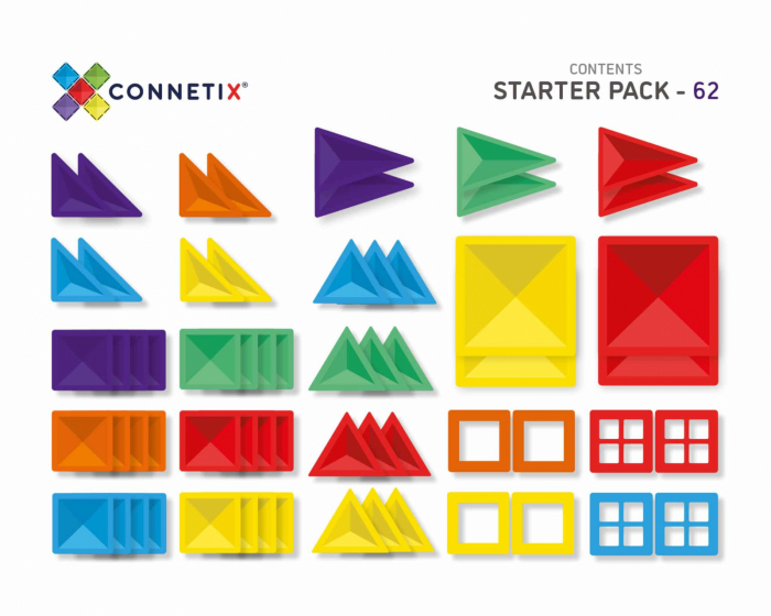 Magnetic Tiles Set constructie magnetic, 62 piese, set de baza [10]