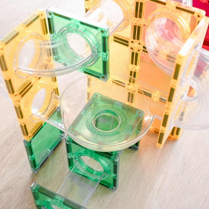 Magnetic Tiles Set magnetic, 66 piese, circuit cu bile - Marble run [6]