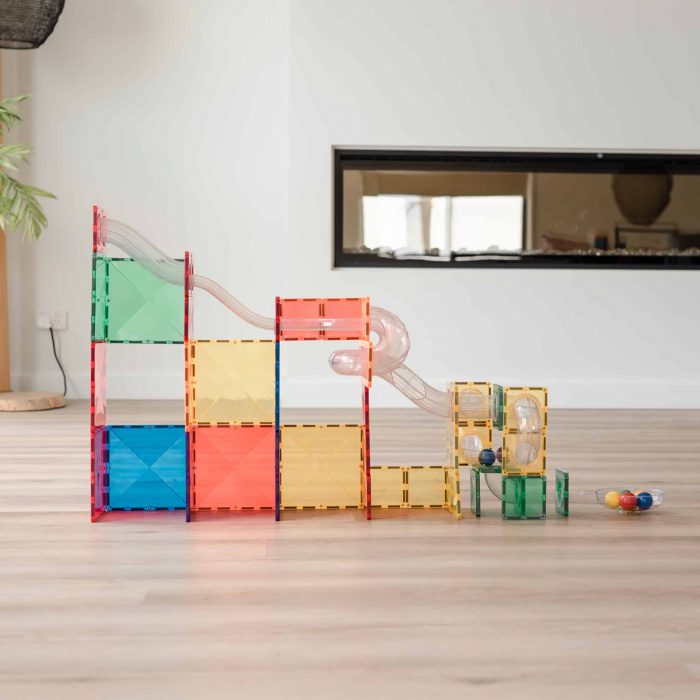 Magnetic Tiles Set magnetic, 66 piese, circuit cu bile - Marble run [5]