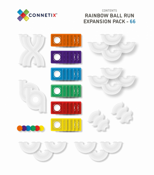 Magnetic Tiles Set magnetic, 66 piese, circuit cu bile - Marble run [4]