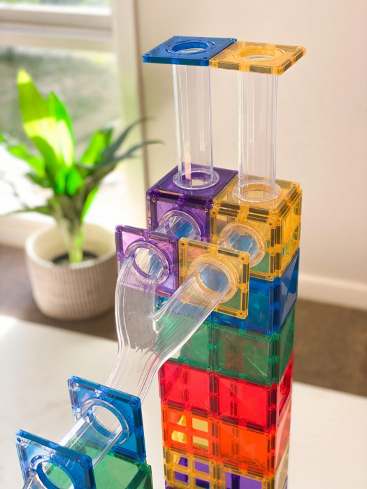 Magnetic Tiles Set magnetic, 92 piese, circuit cu bile - Marble run [8]