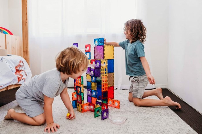 Magnetic Tiles Set magnetic, 92 piese, circuit cu bile - Marble run [4]