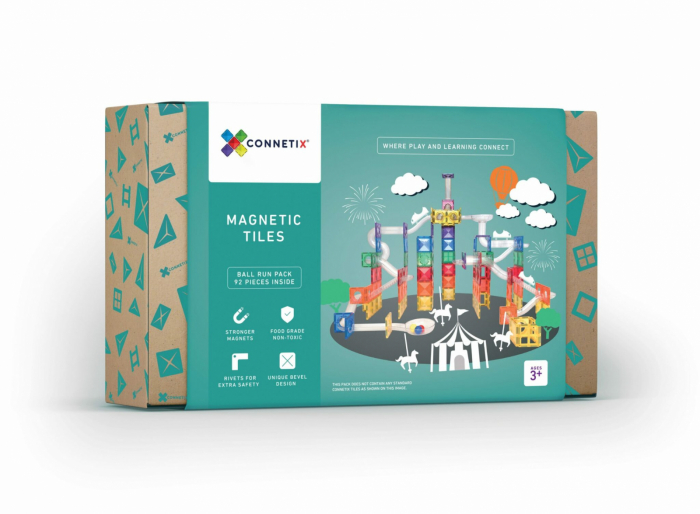 Magnetic Tiles Set magnetic, 92 piese, circuit cu bile - Marble run [2]