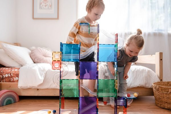 Magnetic Tiles Set magnetic, 92 piese, circuit cu bile - Marble run [6]