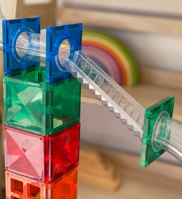 Magnetic Tiles Set magnetic, 92 piese, circuit cu bile - Marble run [5]
